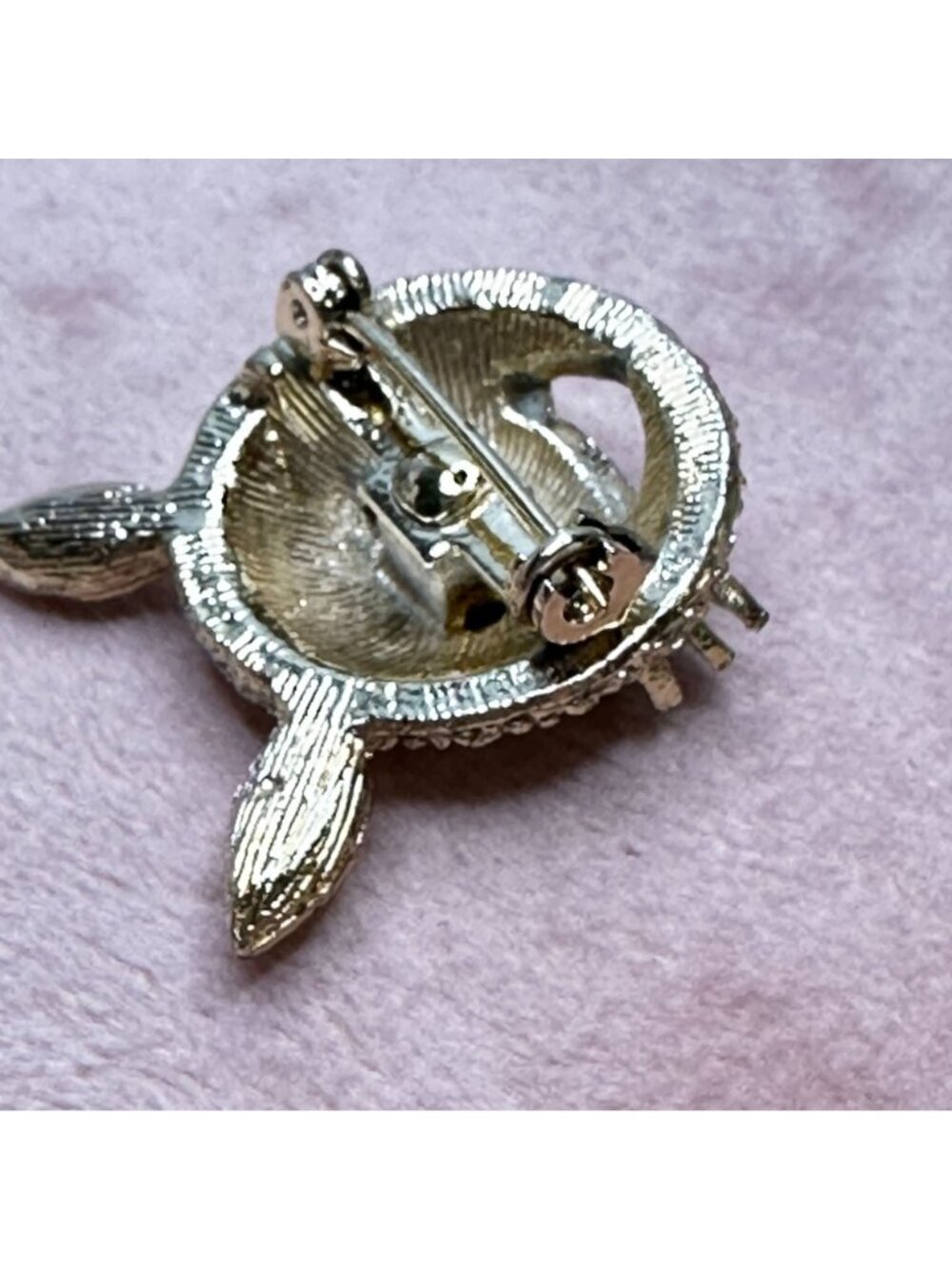 Vintage Aurora Borealis Crystal Rabbit Brooch Pin Red Rhinestone Eyes Gold-Tone - Picture 7 of 16